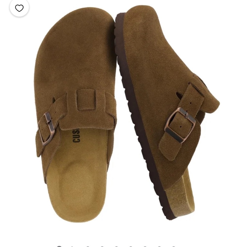 Cushionaire Brown Suede Slip-On Clogs with Buckle Size 8